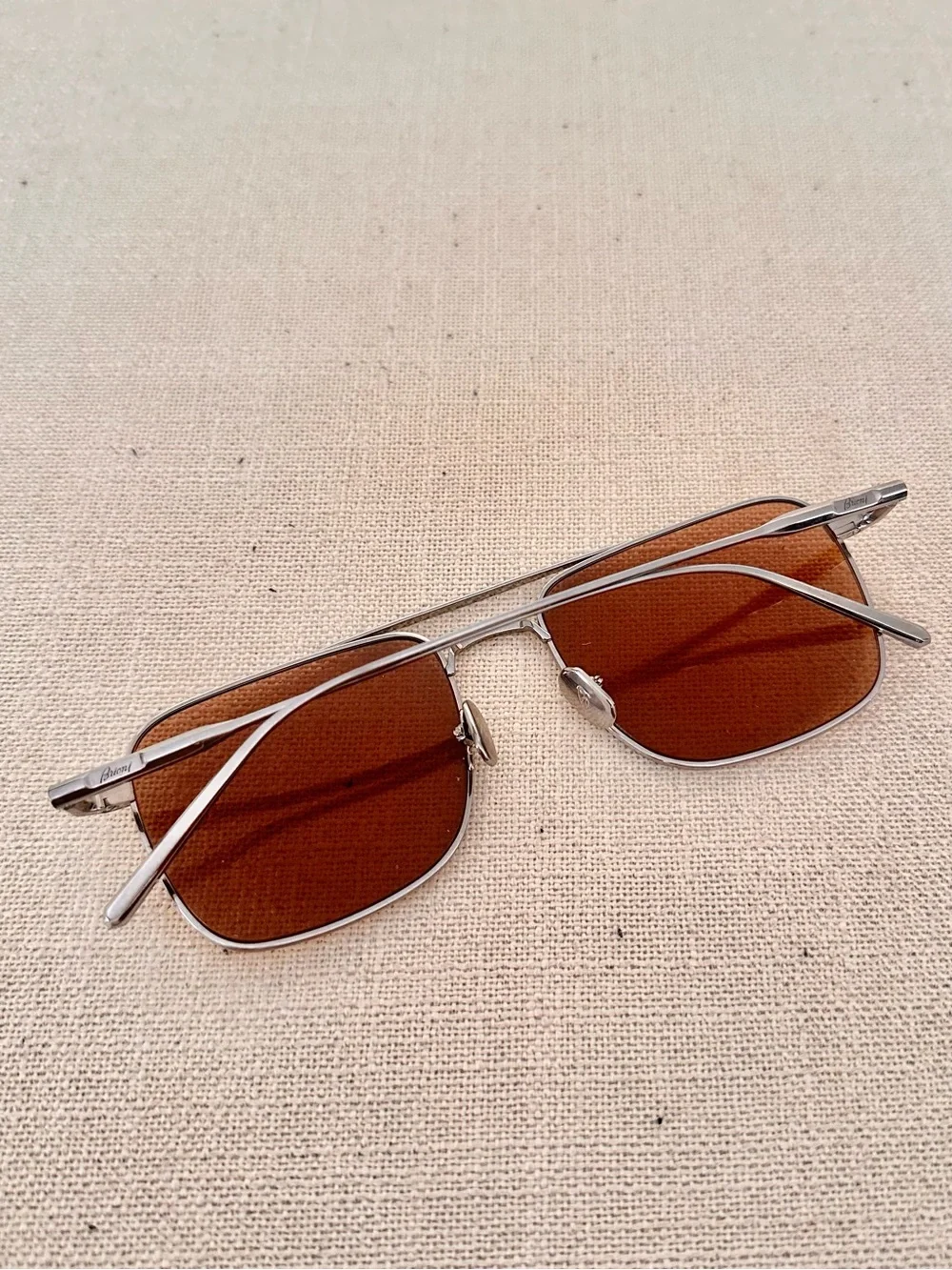 Brioni Titanium Silver and Brown Double Bridge Sunglasses 53mm